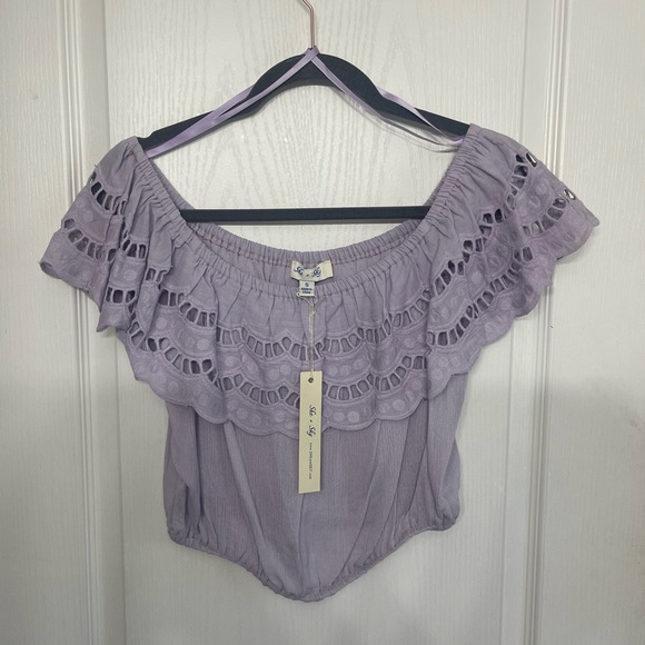 Purple off the shoulder crop top - Picture 1 of 1